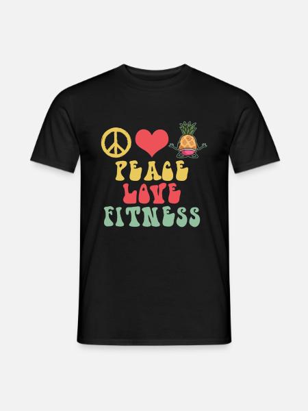 Peace Love Fitness Home Workout Yoga - Männer T-Shirt - Schwarz