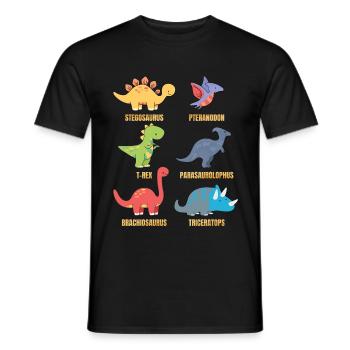 Types Of Dinosaurs Dino Identification - Cute - Men's T-Shirt - black - Front - AI Model Male 178 light (178cm)