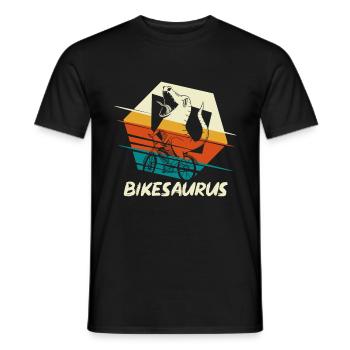 Bikesaurus T-Rex dinosaur cyclist - Men's T-Shirt - black - Front - AI Model Male 178 light (178cm)