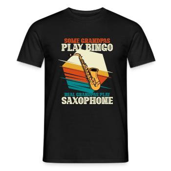 Real Grandpas Play Saxophone Jazz Bingo - Men's T-Shirt - black - Front - AI Model Male 178 light (178cm)