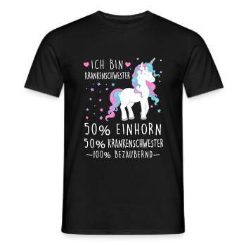 Krankenschwester Einhorn Beruf Geschenk - Männer T-Shirt - Schwarz - Vorne - AI Model Male 178 light (178cm)