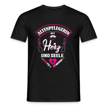 Altenpflegerin mit Herz und Seele Altenpflegerin - Männer T-Shirt - Schwarz - Vorne - AI Model Male 178 light (178cm)