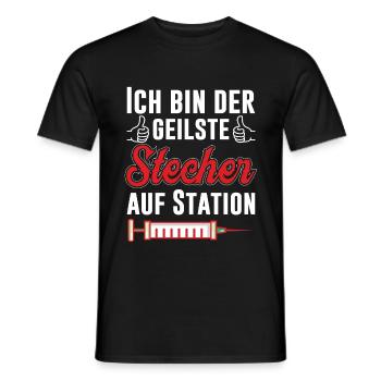 Ich bin der geilste Stecher auf Station Pfleger - Männer T-Shirt - Schwarz - Vorne - AI Model Male 178 light (178cm)