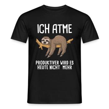 Ich atme produktiver wird's nicht Faultier Arbeit - Männer T-Shirt - Schwarz - Vorne - AI Model Male 178 light (178cm)