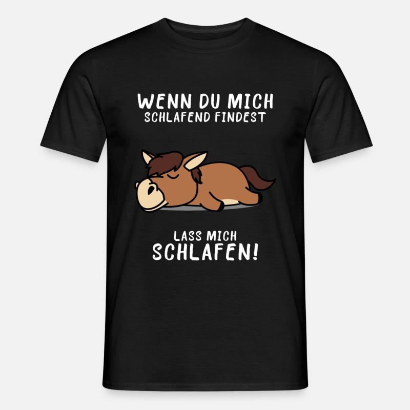 Pferd Schlafshirt Pyjama - Männer T-Shirt - Schwarz