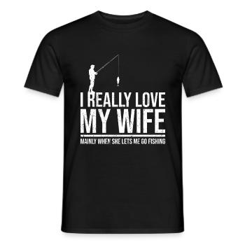 I love it when my wife makes me fish - Men's T-Shirt - black - Front - AI Model Male 178 light (178cm)