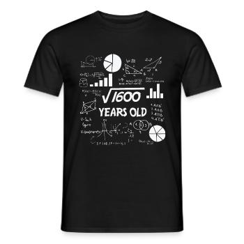 Square root 1600 = 40 years old - birthday - Men's T-Shirt - black - Front - AI Model Male 178 light (178cm)