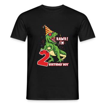 Kids 2 Years Old Dinosaur Birthday 2 Party - Men's T-Shirt - black - Front - AI Model Male 178 light (178cm)