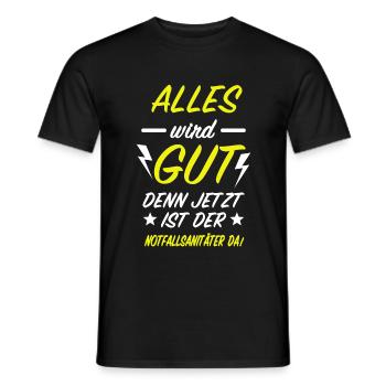 Notfallsanitäter Rettungsdienst Sanitäter - Männer T-Shirt - Schwarz - Vorne - AI Model Male 178 light (178cm)
