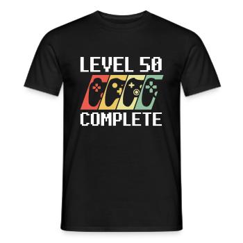 Level 50 Complete 50th Birthday Gamer - Men's T-Shirt - black - Front - AI Model Male 178 light (178cm)