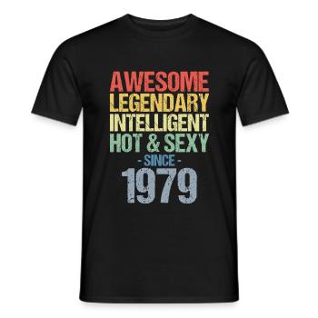Né en 1979 Né en 1979 Anniversaire - T-shirt homme - noir - Devant - AI Model Male 178 light (178cm)
