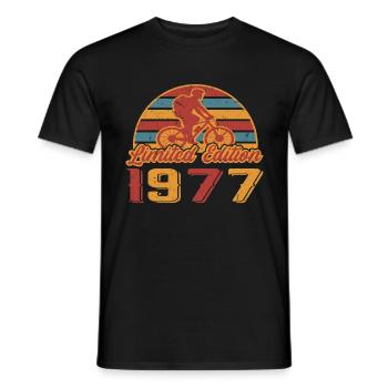 Bicycles Cyclist Bicycle Birthday 1977 - Men's T-Shirt - black - Front - AI Model Male 178 light (178cm)