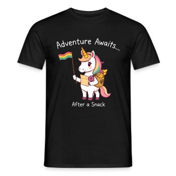 Licorne Wanderlust avec drapeau arc-en-ciel - T-shirt homme - noir - Devant - AI Model Male 178 light (178cm)