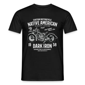 Dark Iron - America Motorcycle Bike Biker Vintage - Men's T-Shirt - black - Front - AI Model Male 178 light (178cm)