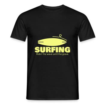 Surfing, gift, gift idea - Men's T-Shirt - black - Front - AI Model Male 178 light (178cm)