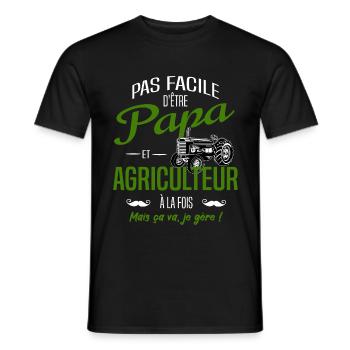 PAPA AGRICULTEUR - T-shirt homme - noir - Devant - AI Model Male 178 light (178cm)
