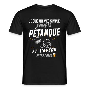 Pétanque et apéro - T-shirt homme - noir - Devant - AI Model Male 178 light (178cm)
