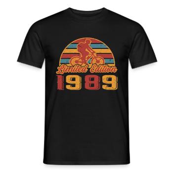 Bicycle Bicycles Mountain Bike Birthday 1989 - Men's T-Shirt - black - Front - AI Model Male 178 light (178cm)