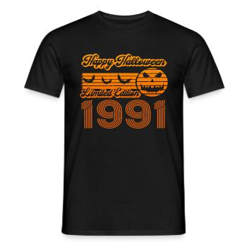 Halloween Pumpkin Birthday Year of Construction 1991 Vintage - Men's T-Shirt - black - Front - AI Model Male 178 light (178cm)