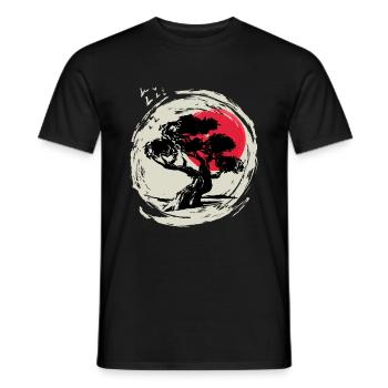 Bonsai Art Japanese Sunset - Men's T-Shirt - black - Front - AI Model Male 178 light (178cm)