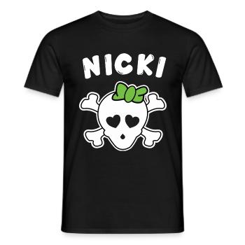 Piratin Nicki Design für Mädchen und Frauen - Männer T-Shirt - Schwarz - Vorne - AI Model Male 178 light (178cm)