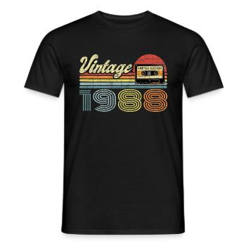 Vintage 1988 Kassette Mixtape - 33. Geburtstag - Männer T-Shirt - Schwarz - Vorne - AI Model Male 178 light (178cm)