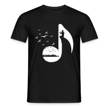 Birds Retro Flute Player - Men's T-Shirt - black - Front - AI Model Male 178 light (178cm)
