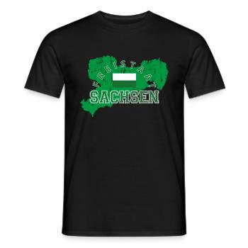 Sachsen - Männer T-Shirt - Schwarz - Vorne - AI Model Male 178 light (178cm)