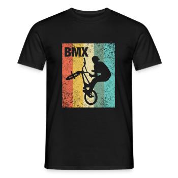 Vintage BMX Fahrrad Stunt Rennen Geschenk - Männer T-Shirt - Schwarz - Vorne - AI Model Male 178 light (178cm)