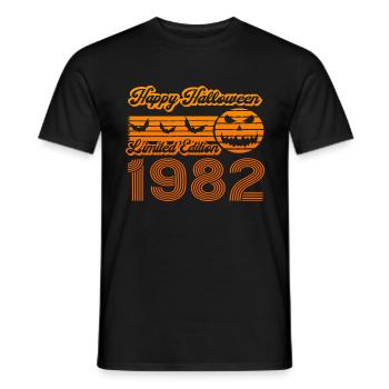 Halloween Citrouille Anniversaire Année de Construction 1982 Millésime - T-shirt homme - noir - Devant - AI Model Male 178 light (178cm)