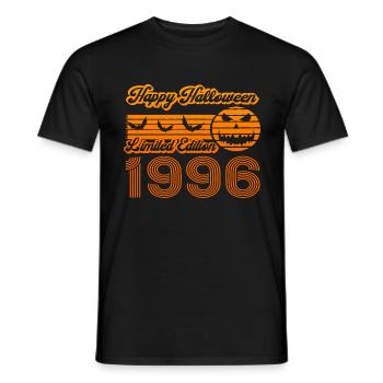Pumpkin Halloween Birthday Year of Construction 1996 Vintage - Men's T-Shirt - black - Front - AI Model Male 178 light (178cm)