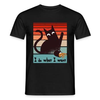 Ich mache was ich will. Lustige Katze verschüttet - Männer T-Shirt - Schwarz - Vorne - AI Model Male 178 light (178cm)