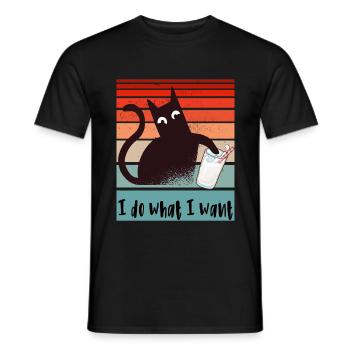 Je fais ce que je veux. Drôle de verre de lait de chat - T-shirt homme - noir - Devant - AI Model Male 178 light (178cm)