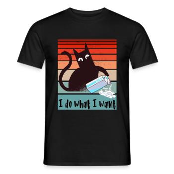Je fais ce que je veux. Drôles de cartons de lait de chat - T-shirt homme - noir - Devant - AI Model Male 178 light (178cm)