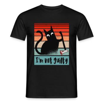 Ich bin unschuldig, Katze mit blutiger Axt - Männer T-Shirt - Schwarz - Vorne - AI Model Male 178 light (178cm)