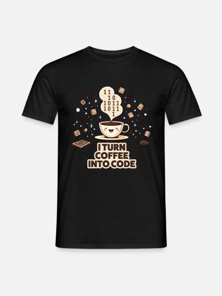 Coffee to Code: Programmierer-Style - Männer T-Shirt - Schwarz