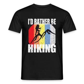 I'D RATHER BE HIKING Retro Design Gift - Men's T-Shirt - black - Front - AI Model Male 178 light (178cm)