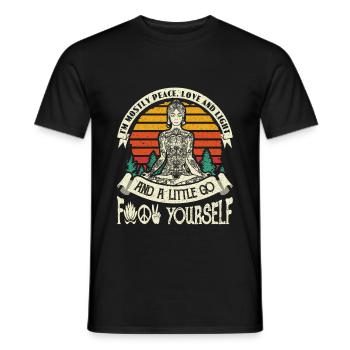 I am Mostly Peace Love And Light Vintage Woman - Männer T-Shirt - Schwarz - Vorne - AI Model Male 178 light (178cm)