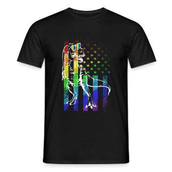 Drôle de T-Rex Gay Pride drapeau des dinosaures Gay - T-shirt homme - noir - Devant - AI Model Male 178 light (178cm)