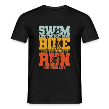Course de vélo de natation Triathlon Course de vélo de natation - T-shirt homme - noir - Devant - AI Model Male 178 light (178cm)