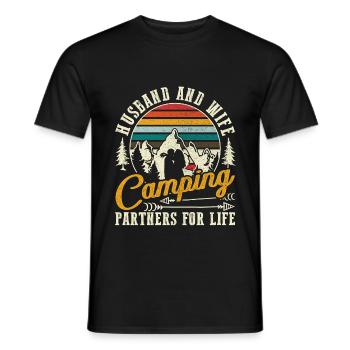 Man and woman camping partners for life - Men's T-Shirt - black - Front - AI Model Male 178 light (178cm)