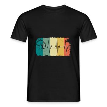 Surfer Herzschlag Surfen vintage surfer heartbeat - Männer T-Shirt - Schwarz - Vorne - AI Model Male 178 light (178cm)