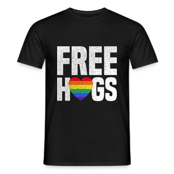 Free Hugs Gay LGBT Pride Rainbow Heart Gift - Men's T-Shirt - black - Front - AI Model Male 178 light (178cm)