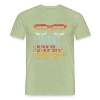 I Want To Break Free Sunglasses Funny Choice Motiv - T-shirt homme - vert sauge - Devant - AI Model Male 178 light (178cm)