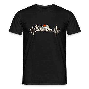 Mountain bike heartbeat uphill downhill MTB mountains - Men's T-Shirt - black - Front - AI Model Male 178 light (178cm)