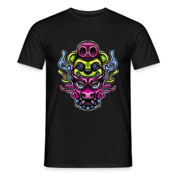 Dragon, bear and skully color - Men's T-Shirt - black - Front - AI Model Male 178 light (178cm)