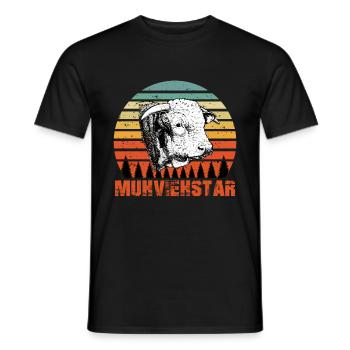 MUHVIEHSTAR Vintage - Männer T-Shirt - Schwarz - Vorne - AI Model Male 178 light (178cm)