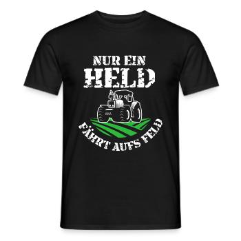 Vintage Nur ein Held fährt aufs Feld Design Bauern - Männer T-Shirt - Schwarz - Vorne - AI Model Male 178 light (178cm)