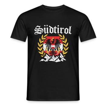 Südtirol mit Bergen Wappen Adler Tirol Österreich - Männer T-Shirt - Schwarz - Vorne - AI Model Male 178 light (178cm)