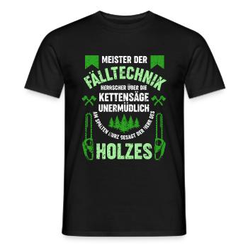 Meister der Falltechnik,Kettensäge,Herr des Holzes - Männer T-Shirt - Schwarz - Vorne - AI Model Male 178 light (178cm)